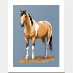 Beautiful Buckskin Pinto Quarter Horse Paint Stallion Posters and Art